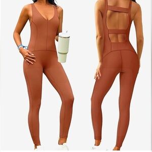NWT XS FP Movement by Free People Terracotta Jumpsuit